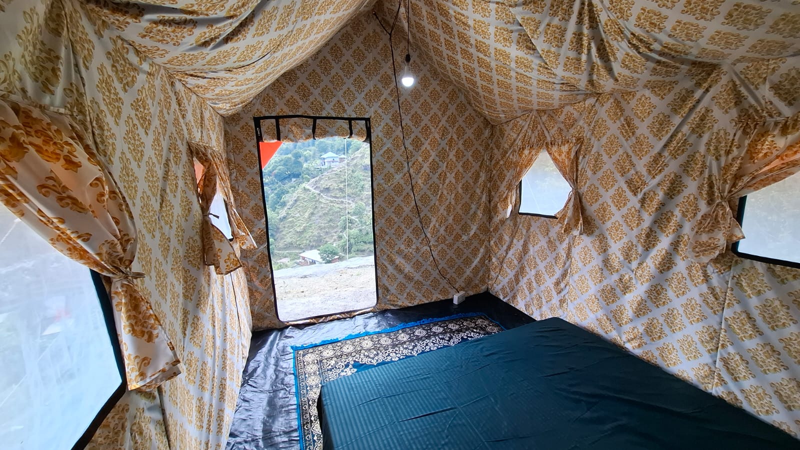 Plush bedding inside Big Camp